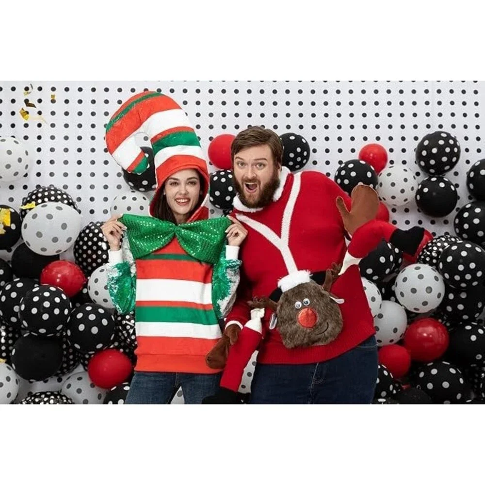 Ugly Unisex Men's Christmas Sweater Funny Big Hat Novelty Knit Pullover S